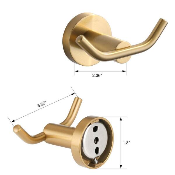 ninegridisland 4 Hooks Towel Hooks Stainless Steel Matte Gold Bathroom  Heavy Duty Hooks Metal Wall Coat Rack Hooks for Hanging Hooks for