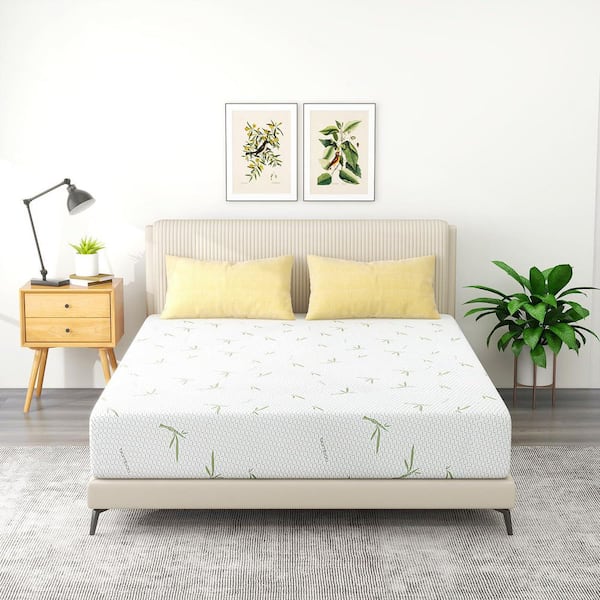 Queen Medium Firm Green Tea Memory Foam Mattress 10 in. Bed-in-a-Box Mattress with Removable Bamboo Cover
