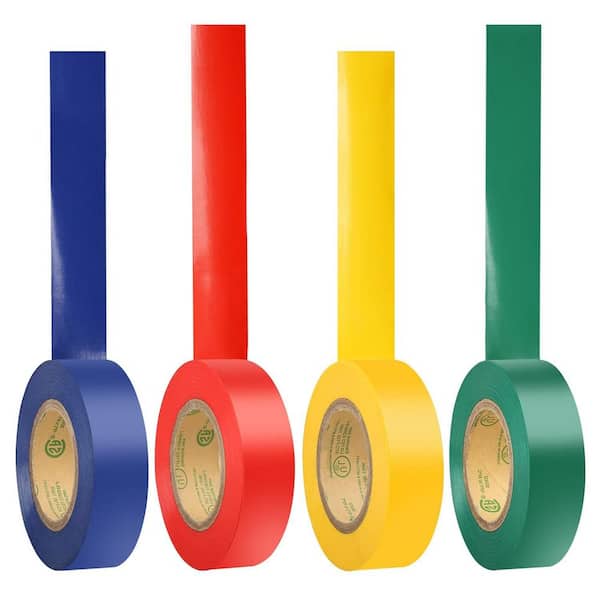 0.7 in. x 33 ft. Electrical Tape Multi-Colored 4-Pack