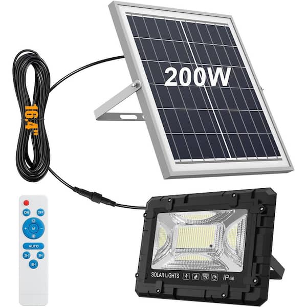 200W 20000 Lumen LED Flood Light Solar Powered Outdoor Security Work Light IP66 Waterproof with Remote Control