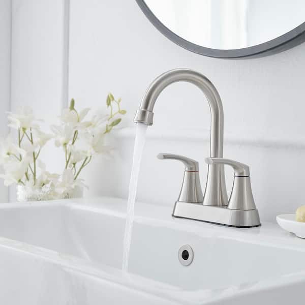 4 in. Centerset 2-Handle High-Arc Bathroom Faucet in Brushed Nickel
