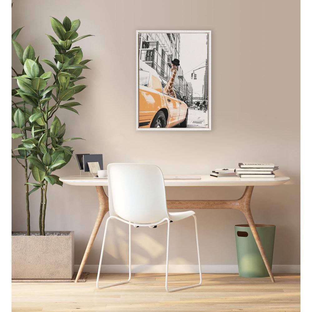 Sylvie Beaded Giraffe in New York Framed Canvas Art, 18x24