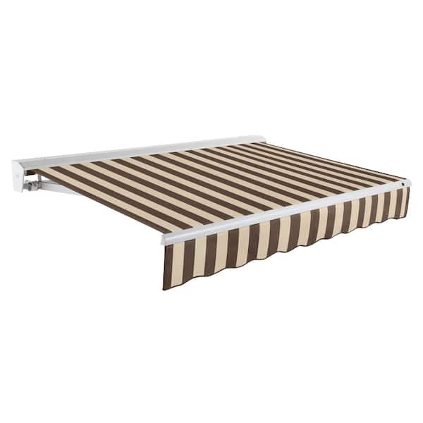 24 ft. Destin Right Motorized Retractable Awning 288 in. W x 10.38 in. H x 120 in. D Acrylic Fabric in Brown/Tan Stripe