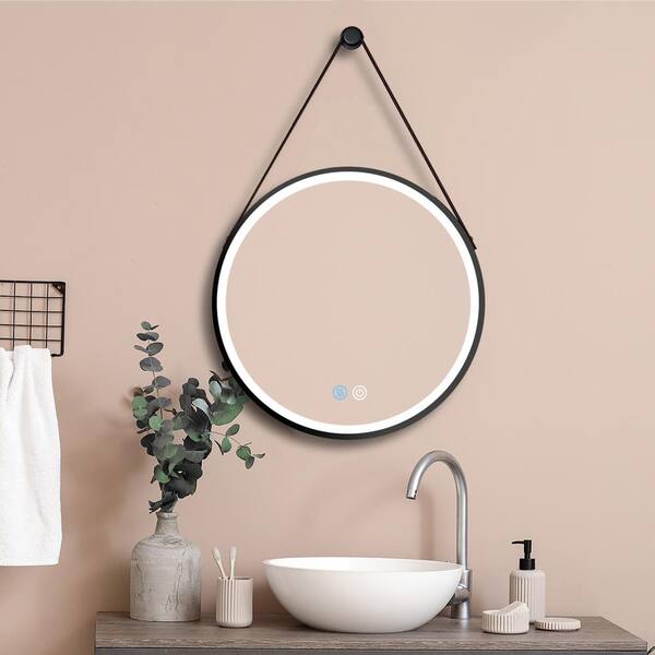 Getpro 32 in. W x 32 in. H Round Aluminum Framed Dimmable Wall Bathroom ...