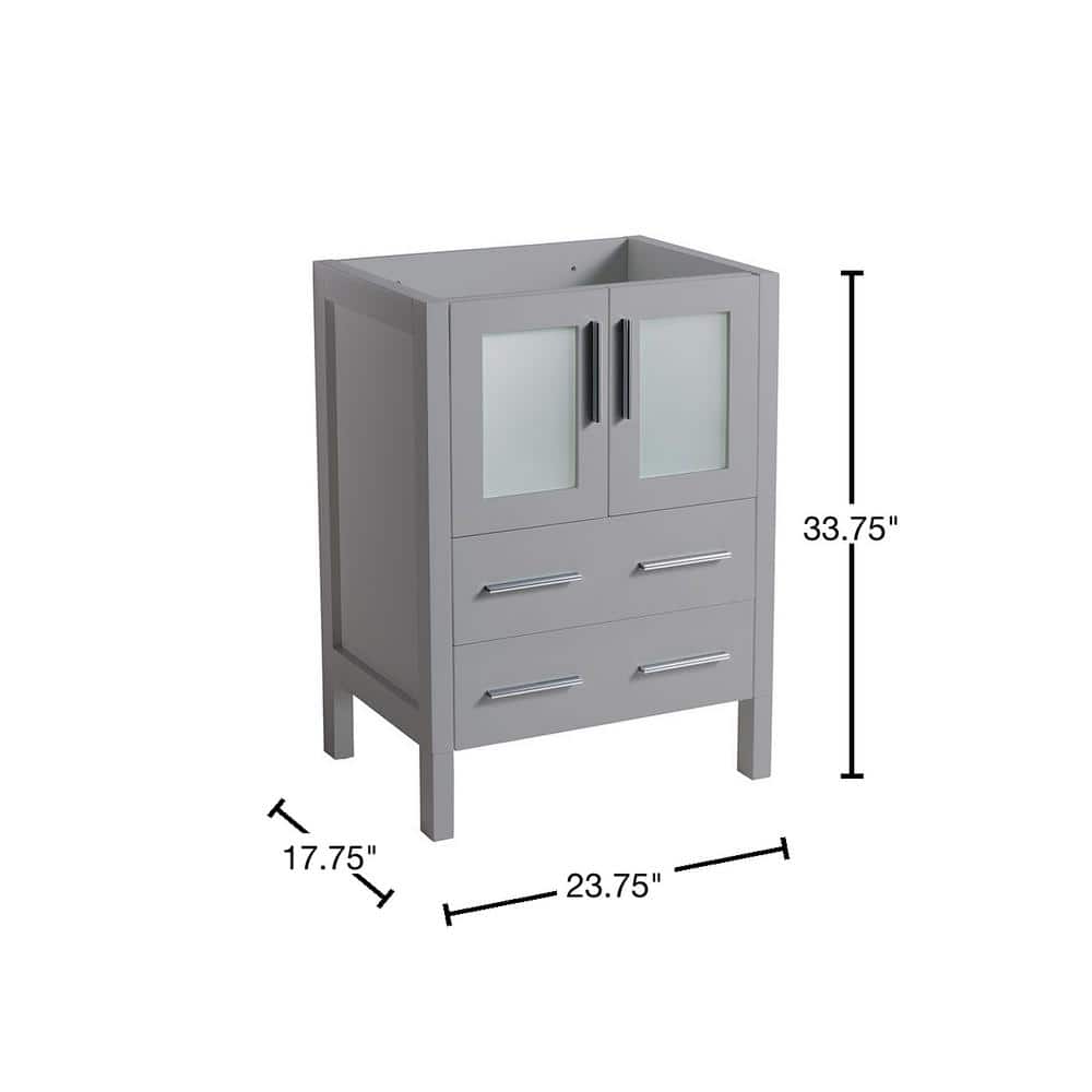 Torino 24" Gray Engineered Wood Modern Freestanding Vanity Cabinet