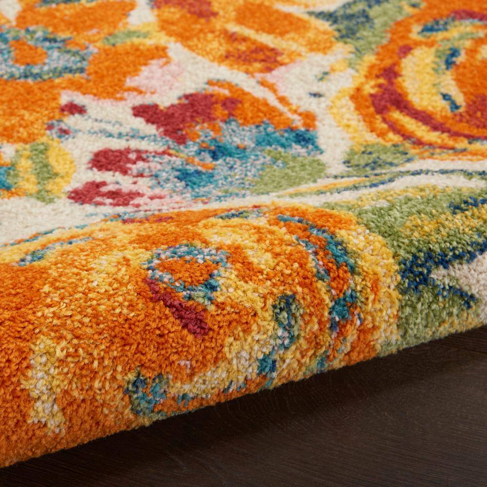 Ivory Floral Synthetic 8' x 10' Rectangular Area Rug