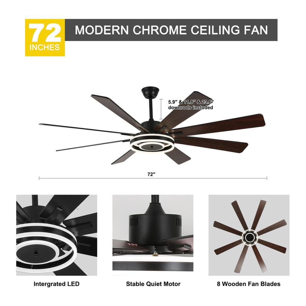 Belcarra 72-inch Black Plywood Ceiling Fan with LED Light and Remote