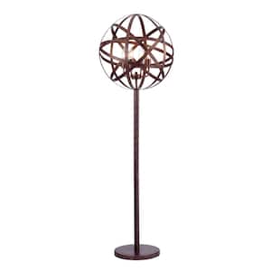 50-Inch Globen Aged Bronze Floor Lamp with Strap Band Globe Shade