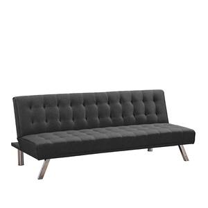 Modern 70.08 in. W Armless Fabric Straight Convertible Sofa in Dark Gray