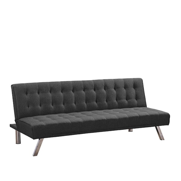 Z-joyee Modern 70.08 in. W Armless Fabric Straight Convertible Sofa in Dark Gray