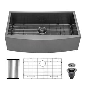 Black Stainless Steel 36 in. x 21 in. Single Bowl Undermount Kitchen Sink with Bottom Grid