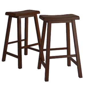 Cherry Saddle Seat 29-Inch Bar Height Backless Stools (Set Of 2)