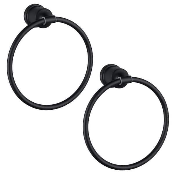Stainless Steel Wall Mounted Round Closed Towel Ring Bath Hardware Accessory with Concealed Hardware in Matte Black