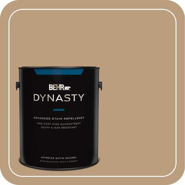 BEHR DYNASTY 1 gal. #PPH-11 Cardboard Color One-Coat Hide Satin Enamel Interior Stain-Blocking Paint and Primer