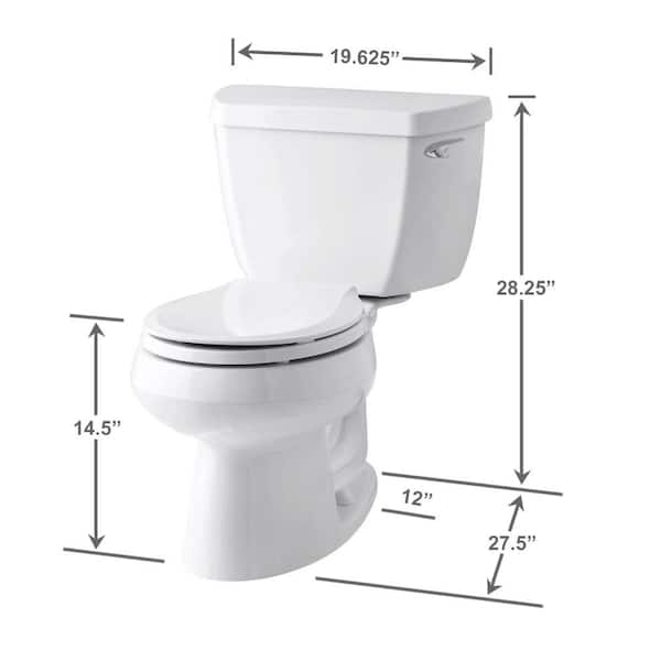 KOHLER - Wellworth Classic 2-Piece 1.28 GPF Single Flush Round Front Toilet with Class Five Flush Technology in White