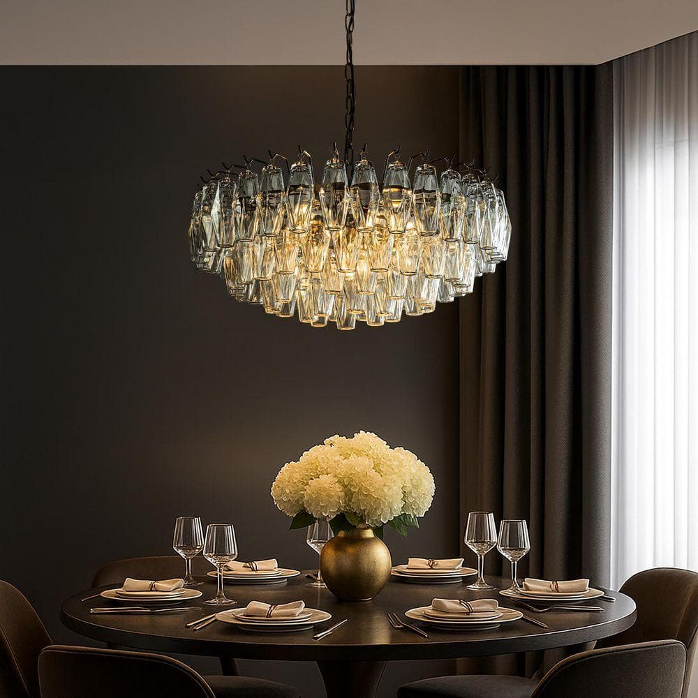 ALOA DECOR W28 in. 6-Light Mid-Century Modern Aged Bronze Round