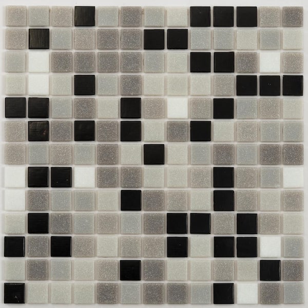 Apollo Tile Mingles 4" x 6" Glossy Gray and Black Glass Mosaic Uniform square Wall and Floor Sample Tile 0.13 sq. ft./Piece (1-Pack)