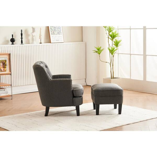 Dark gray best sale chair with ottoman