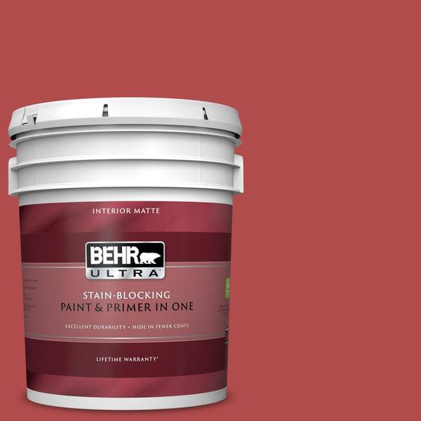 BEHR ULTRA 5 gal. #UL110-8 Carmine Red Matte Interior Paint and Primer in One