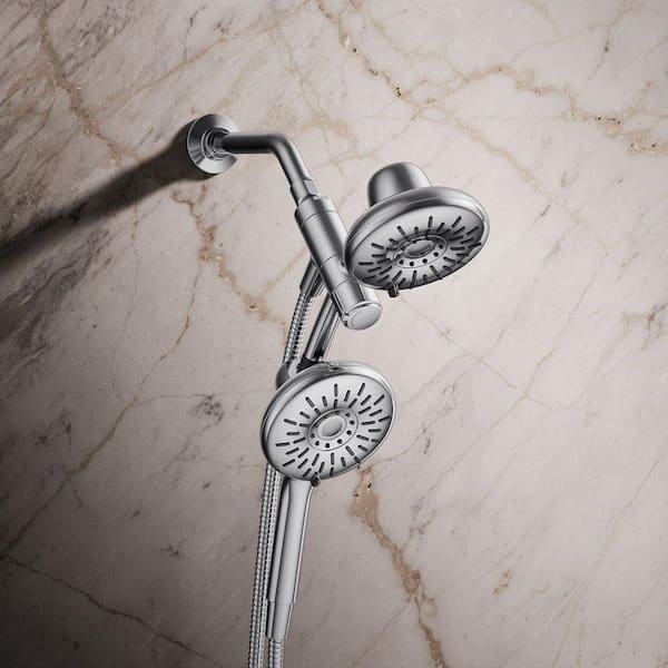 Freespin Bellerose 3-Spray 5.25 in. Dual Wall Mount Fixed and Handheld Shower Head 1.75 GPM in Polished Chrome