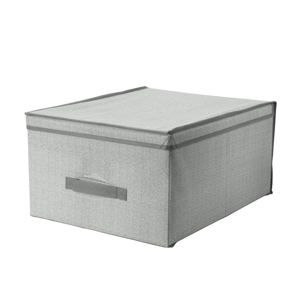 Storage Large Basket Set - Big Rectangular Fabric Collapsible Organizer Bin  Box with Carry Handles (3-Pk Grey/Tan)