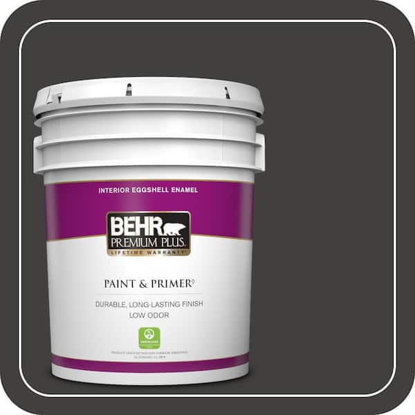 BEHR PREMIUM PLUS 5 gal. #N510-7 Blackout Eggshell Enamel Low Odor Interior Paint & Primer