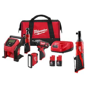 M12 FUEL 12-Volt Lithium-Ion Brushless Cordless Combo Kit with M12 3/8 in. Ratchet