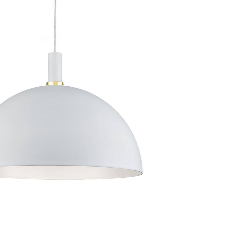 White Aluminum Bowl Pendant Light with Brushed Nickel Accents