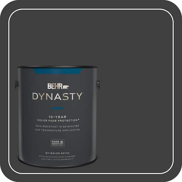 BEHR DYNASTY 1 gal. Black Satin Enamel Exterior Stain-Blocking Paint & Primer