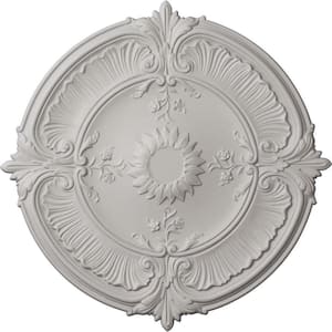 1-1/2 in. x 30-1/8 in. x 30-1/8 in. Polyurethane Attica Acanthus Leaf Ceiling Medallion, Ultra Pure White