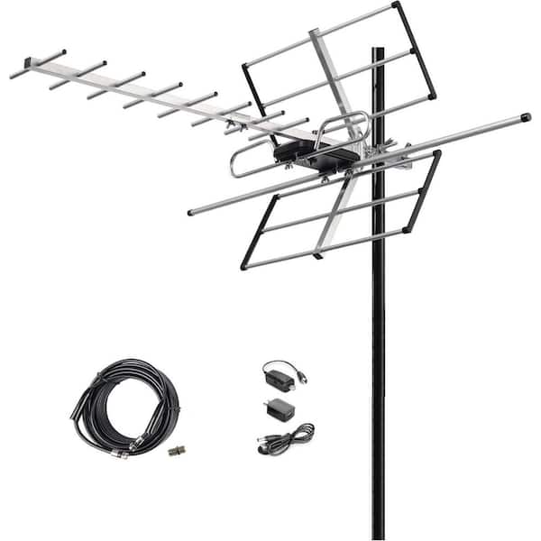 EKIEUDL Digital Amplified Outdoor HDTV Antenna Built-in Amplifier UHF/VHF 120 Miles 40ft RG6 Cable Tools Free Installation