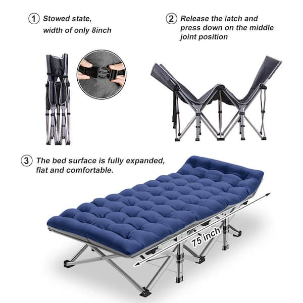 Folding Adult Sleeping Cot Double Layer Heavy-Duty Portable Office Camp Travel Vacation Green