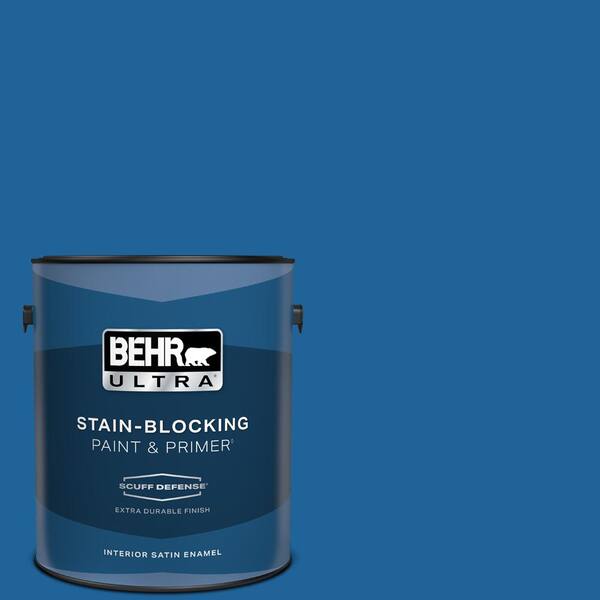 BEHR ULTRA 1 gal. #570B-7 Cobalt Glaze Extra Durable Satin Enamel Interior Paint & Primer