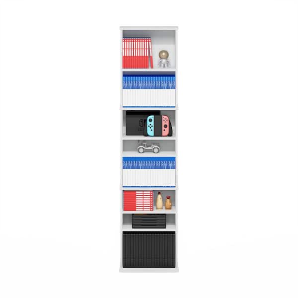 Furinno JAYA White 9-Shelf Multimedia Media Storage Tower Rack
