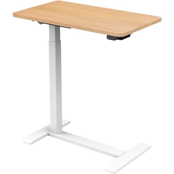 Hanover 28-in. White Electric Height Adjustable Rolling Portable Computer Desk for Medical Use, TV Tray Table, or Laptop