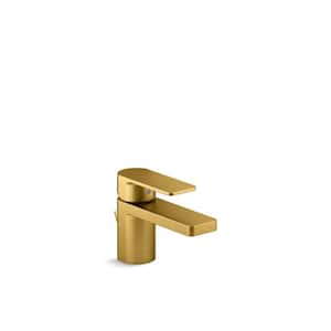 Parallel Low Single-Handle Single-Hole 4.6875 in. 1.2 GPM Bathroom Faucet in Vibrant Brushed Moderne Brass