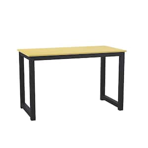 63 in. H Rectangular Oak Home and Office Standing Computer Writing Desk with Metal Frame