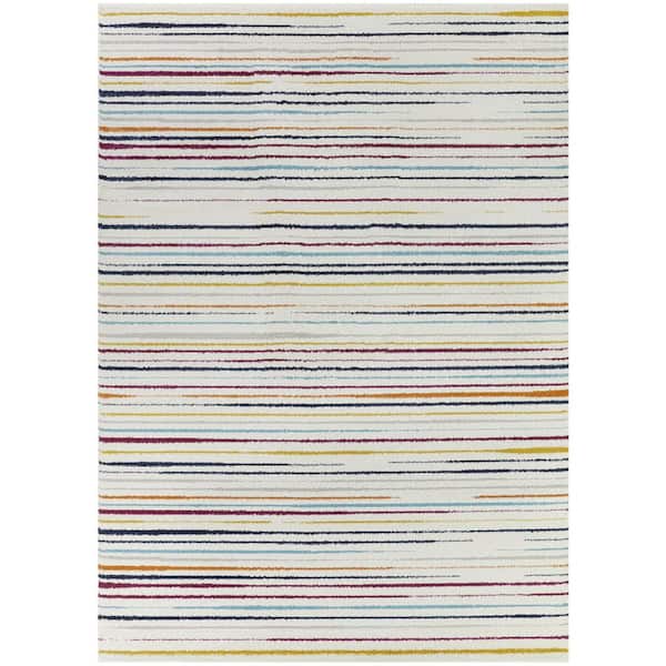 BALTA Multi Stripes White 5 ft. 3 in. x 7 ft. Striped Area Rug