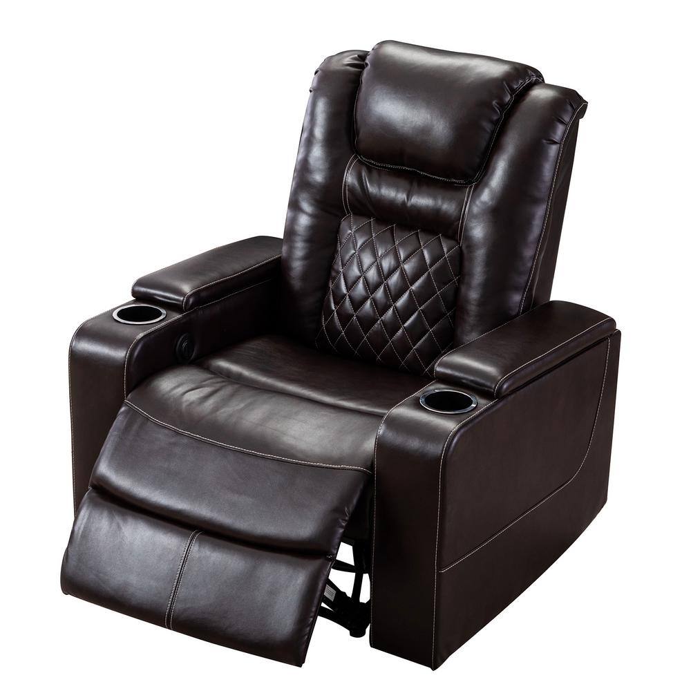 Leather recliner with cup shop holder