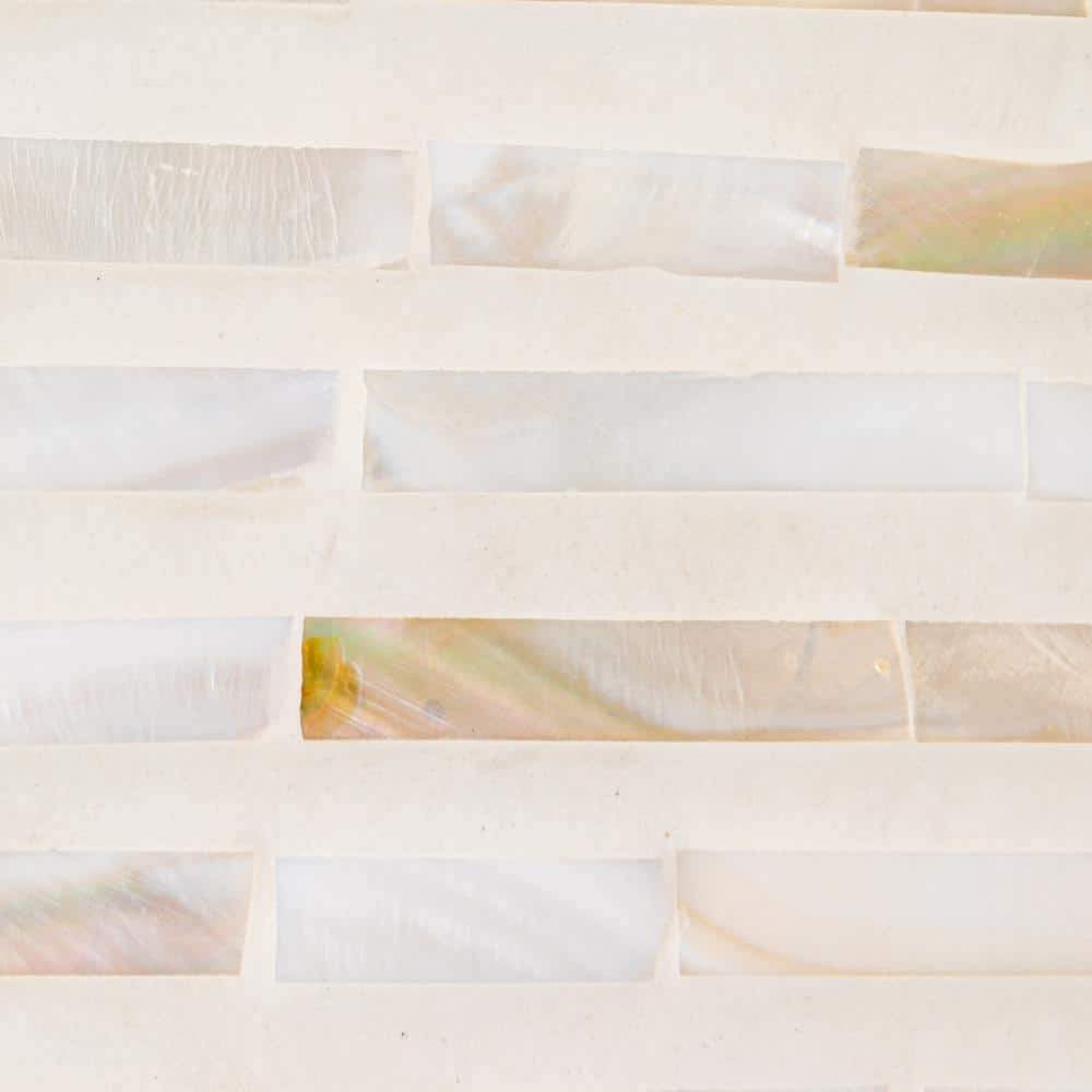 White Mother of Pearl Waterfall Console Table with Storage