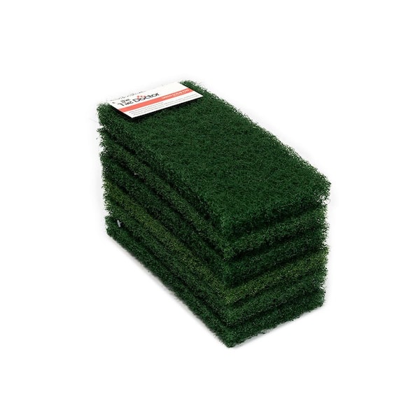 The Tile Doctor 10 in. x 4.5 in. x 1 in. Heavy-Duty Green Water Based Latex Resins Maximum Scrub Power Pads (6-Pack)