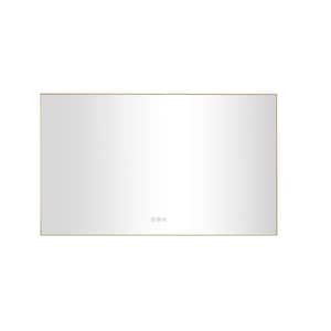60 in. W x 36 in. H Large Rectangular Single Framed Anti-Fog LED Mirror Wall Mount Bathroom Vanity Mirror in Gold