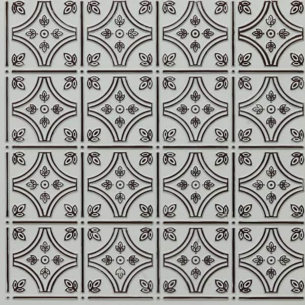 FROM PLAIN TO BEAUTIFUL IN HOURS Victoria Antique Mocha 2 ft. x 2 ft. Glue-up PVC Faux Tin Ceiling Tile (40 sq. ft./Case)