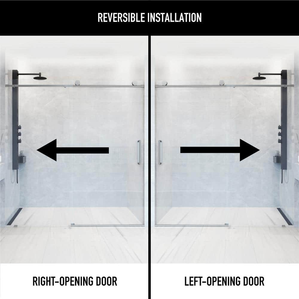 Elan 68-72" Stainless Steel Frameless Sliding Shower Door with Clear Glass