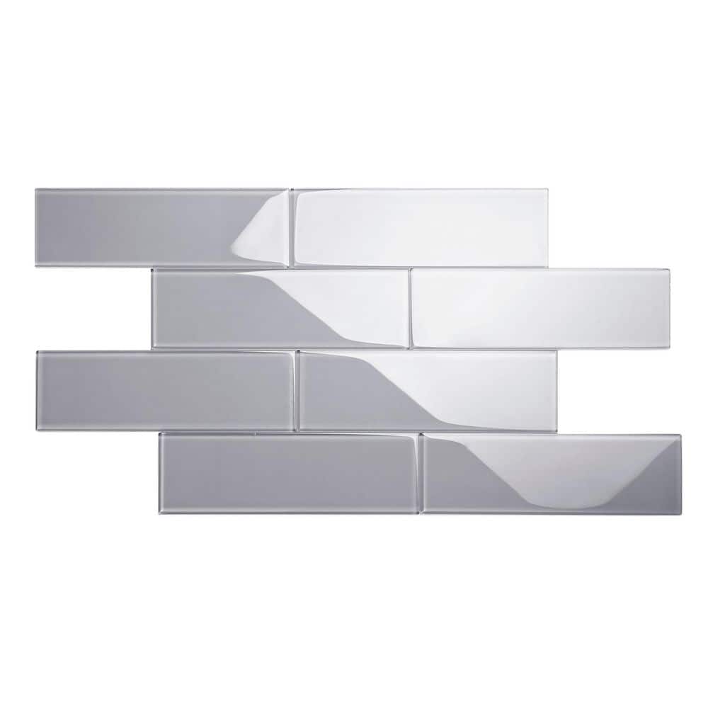 Lavender Gray Glossy Glass Subway Wall Tile 4" x 12"