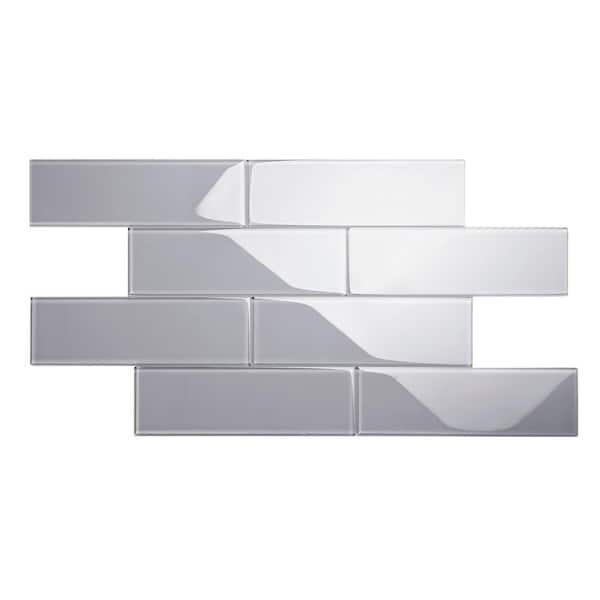 Giorbello Glass Subway Lavender Gray 4-in x 12-in Glossy Glass Subway Wall Tile (5-sq. ft/ Carton)