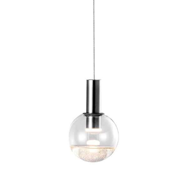 VONN Lighting Sienna 5 in. ETL Certified Integrated LED Pendant Lighting Fixture with Globe Shade, Polished Chrome