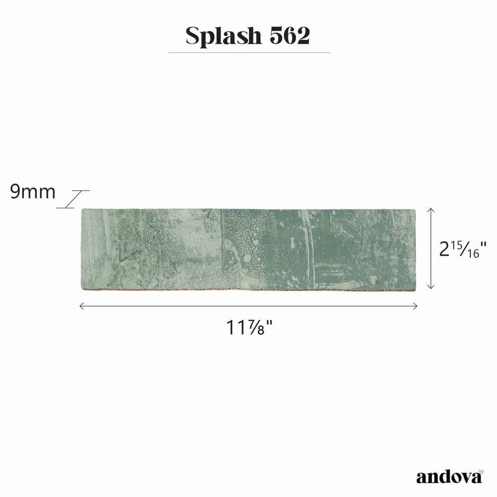 Splash Viridian Green 3" x 12" Glossy Ceramic Subway Tile
