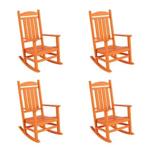 Kenly Orange Classic Plastic Outdoor Rocking Chair (Set of 4)