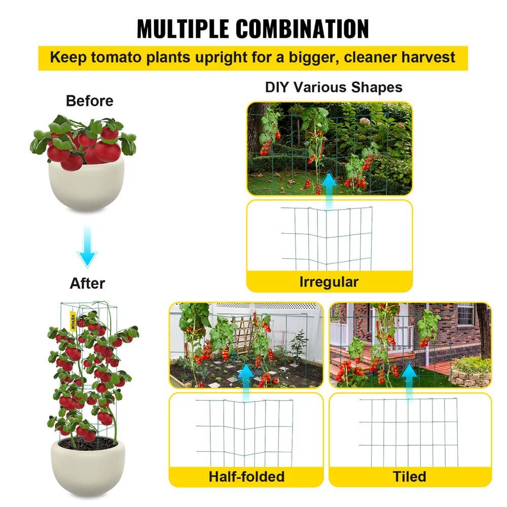 Green PVC-Coated Steel Square Tomato Cages, 3-Pack